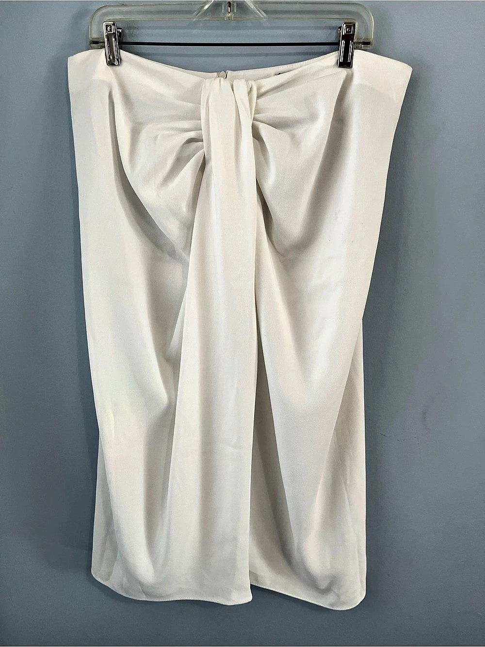 NWT Zara White Draped Flowy Midi Skirt Front Slit Size XXL